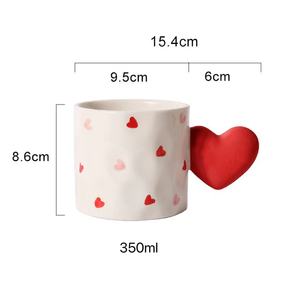 Pintado a mano regalo del Día de <span class=keywords><strong>San</strong></span> Valentín creativo corazón rojo mango cerámica pareja taza de café <span class=keywords><strong>desayuno</strong></span> taza de leche - Product Image 2