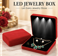 Boîte à bijoux personnalisée avec logo, vente en gros directe d'usine, grande boîte à bijoux avec éclairage LED pour bagues, boucles d'oreilles, colliers, coffret de rangement et de présentation de bijoux