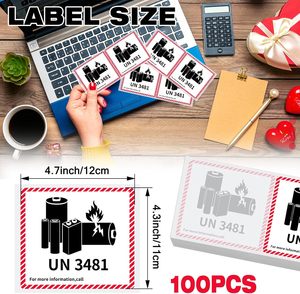 สติกเกอร์กันน้ำ UN3481 สำหรับแบตเตอรี่ลิเธียมไอออน ป้ายเตือนสำหรับการขนส่งทางอากาศและทางทะเล - Product Image 3