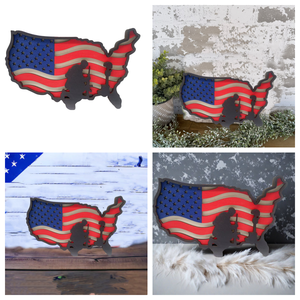Sculpture murale encadrée en bois, style Art déco, motif drapeau américain, pour la Journée des Vétérans et la Journée <span class=keywords><strong>de</strong></span> l'Indépendance, décoration <span class=keywords><strong>de</strong></span> fête pour les soldats américains - Product Image 4