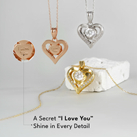 Collar con Colgante de Corazón de Moissanita con Diseño de Rosa Romántica, Diamante Creado en Laboratorio VVS de 1ct, Plata de Ley 925, Regalo de Joyería para Mujer