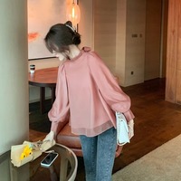 1529 #   Blusa de Gasa Suelta para Mujer, Nueva Colección Primavera/Verano, Camisa Elegante de Manga Larga con Lazo y Diseño de Linterna, Blusas de Organza para Mujer