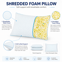 Oreillers orthopédiques ergonomiques en mousse à mémoire de forme rafraîchissante avec housse en fibre de bambou pour soulagement de la douleur, oreillers de lit déchiquetés pour le cou et la colonne cervicale, vente en gros