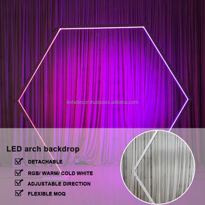 LEDA Support d'arche de mariage avec support de lumière RVB en métal blanc pour les activités de décoration de fête de mariage - Product Image 4