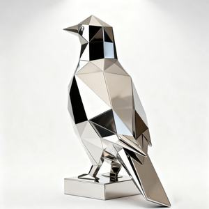 ประติมากรรมนกทรงเรขาคณิตสแตนเลสสมัยใหม่ ศิลปะร่วมสมัยสำหรับตกแต่งบ้าน สวน และผนัง ออกแบบได้ตามต้องการ - Product Image 4