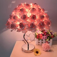 Lampe Moderne Fleur de Rose, Décoration de Salon de Luxe, Lampe de Table LED, Veilleuse, Lampe de Chevet pour Mariage et Fête