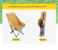 Fauteuil lune moderne à trois niveaux réglables, inclinable, en tissu Oxford, dossier haut amélioré, pliable, portable pour camping et pêche