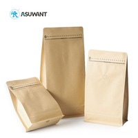 Sac en papier Kraft à fermeture éclair, emballage de café, avec feuille de Valve, à l'intérieur, sac en papier pour le café, 10 unités
