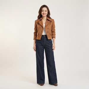 Manteau en faux daim cintré pour femme, col cranté, élégant, idéal pour le bureau et les trajets quotidiens - Product Image 1