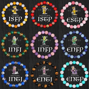 Pulsera de Piedras Naturales con 16 Figuras de Personalidades de Moda, Pulsera Elástica de Piedras Curativas, Duradera, Unisex, para Regalo - Product Image 2