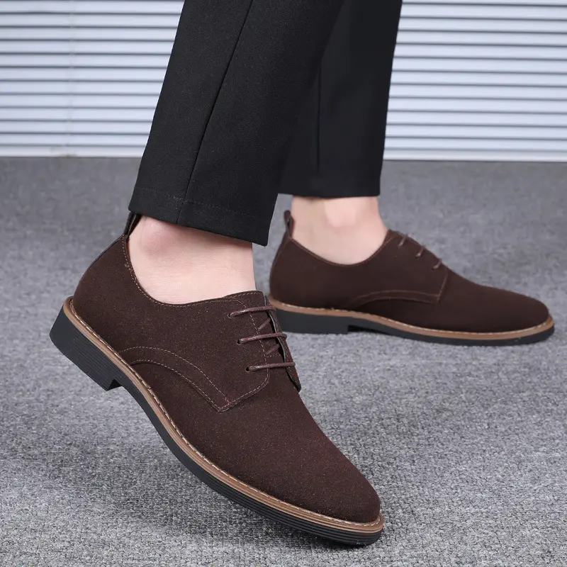 WLS004 new fashion mens large size lace up board shoes custom office men frosted casual shoes