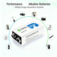 Piles alcalines 9V longue durée, étanches et durables pour microphones, télécommandes, jouets – Vente en gros OEM