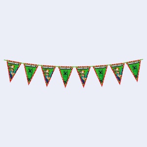 Guirlande Minecraft jetable pour fête d'anniversaire, 2,3 m, forme triangulaire, 4 couleurs, décorations suspendues imprimées numériquement, lot de 2 - Product Image 3