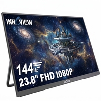 Moniteur portable de 23,8 pouces avec protection oculaire DC, résolution 1920x1080, fréquence de rafraîchissement de 144 Hz, HDR pour le bureau et les jeux