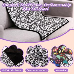 Juego de mantas de graffiti personalizables con 24 marcadores lavables, manta de terciopelo suave reutilizable para colorear, decoración para el hogar, dormitorio, niños y adultos - Product Image 5