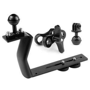 Support de <span class=keywords><strong>plongée</strong></span> SLR en alliage d'aluminium de type Z avec <span class=keywords><strong>poignée</strong></span> unique et adaptateur de base pour caméras sous-marines <span class=keywords><strong>GoPro</strong></span>, boîtier photo, lampe flash - Product Image 3
