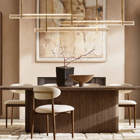 Lustre linéaire triple barre en cristal K9, luminaire suspendu LED long et moderne pour îlot de cuisine et salle à manger