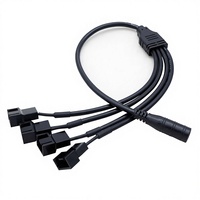Adaptador de Corriente CC a Cable de Ventilador de Caja de Ordenador de Cobre Libre de Oxígeno de 4 Pines, Divisor de Ventilador de 12V de Uno a Cuatro