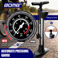 Pompe à vélo en aluminium BOMB avec manomètre, pompe manuelle haute pression pour vélos électriques, pompe portable à pédale