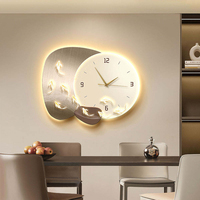 Peinture murale LED créative de luxe moderne abstraite géométrique avec horloge et impression numérique pour la décoration intérieure