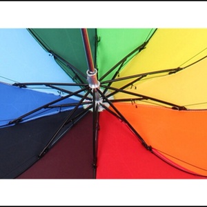 Rainbow Beach Iron <b>Frame</b> Manual Control Triple 3-Fold Portable Outdoor Sunshade Waterproof Custom Color All-Season Umbrella Gift - Product Image 3