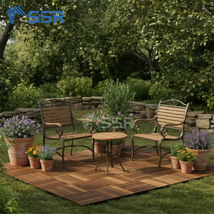 Baldosas de Madera de Acacia Marrón de 9 Listones, Baldosas de Exterior Encajables, Baldosas Compuestas Económicas, Autoinstalables - Product Image 5