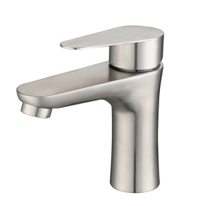 Grifo Monomando para Lavabo de Acero Inoxidable 304 con Válvula Cerámica, Montaje en Cubierta, de un Solo Orificio - Product Image 1