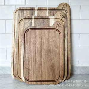 Acacia <b>Wood</b> Cutting Board Rectangle Anti-Slip Kitchen Vegetable Chopping <b>Block</b> - Product Image 2