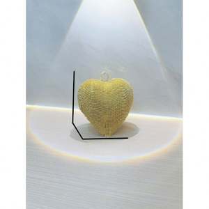 ハート型クラッチラインストーンイブニングバッグ レディース プロム ゴールドクリスタルハンドバッグ - Product Image 1