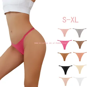 High Quality Underwear Ice Silk Seamless T Back Panties Thong Invisible Thong Seamless Seamless G String Panties Women Panty