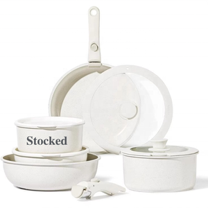 LOVFE Juego de Ollas de Cocina de <span class=keywords><strong>Aluminio</strong></span> con Revestimiento Cerámico de Alta Calidad, No Tóxico, Apto para Inducción, 15 Piezas - Product Image 1