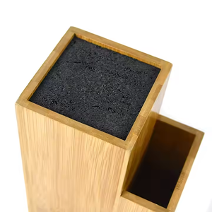 Hot Selling New Design Universal Bamboo Knife <b>Holder</b> E-co Friendly <b>Utensil</b> Blocks <b>Kitchen</b> Storage Rack With Plastic Bristles - Product Image 5