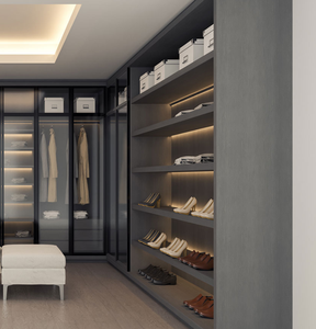 人気の高級グレーベッドルーム家具ガラスドアウォークインクローゼット - Product Image 4