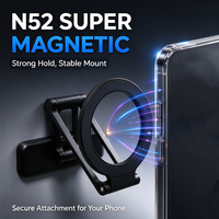 Support de téléphone magnétique pliable à double charnière en métal, support polyvalent pour vlog, bureau et montage sur surface métallique