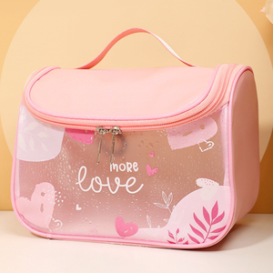 กระเป๋าเครื่องสำอาง PVC ขนาดใหญ่ พร้อมซิปปิด ดีไซน์ทันสมัย พกพาสะดวก กันน้ำ ใช้สำหรับเก็บเครื่องสำอางและอุปกรณ์อาบน้ำ เหมาะสำหรับการเดินทาง - Product Image 2