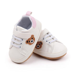 Chaussures Blanches pour Bébé 0-6-12 <span class=keywords><strong>Mois</strong></span> avec Fermeture à Glissière Design Ours Printemps Automne Loisirs Semelle en Caoutchouc Nouveau Style Loisirs - Product Image 5