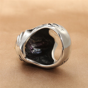 Men's <b>Titanium</b> Steel Skull <b>Ring</b> Retro Punk Style Two Tone Geometric Design Gift Jewelry 290100 - Product Image 3