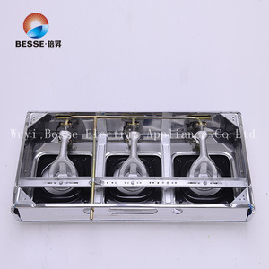 เตาแก๊สสแตนเลส BESSE 3 หัวเตา ควบคุมด้วยปุ่ม จุดติดด้วยระบบ Piezoelectric สำหรับใช้ในครัวเรือน - Product Image 3