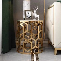 Table basse en acier inoxydable creux, style luxe léger, design minimaliste italien, plateau en marbre, ovale créatif, pour salon