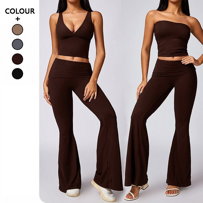 3 Piece Active Wear Back Beauty Quick Drying Yoga Suit for Women Running Fitness Set Tight Fitting Leggings Gym Sports Tops Vest