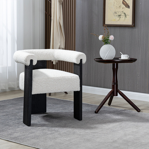 Silla de Comedor de Estilo Contemporáneo de Mediados de Siglo, de Alta Calidad, con Forma Personalizada, Tapizada en Tela Bouclé y Madera de Caucho, Silla Tapizada en Terciopelo <span class=keywords><strong>para</strong></span> el Hogar - Product Image 3