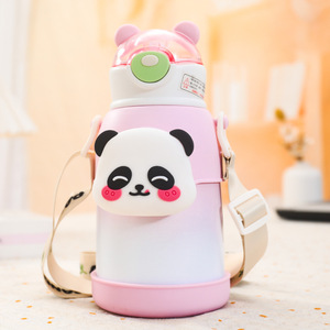 Cartoon Panda Design Portable 316 Stainless Steel Eco-friendly Boiling Water Safe Vacuum Insulated Tumbler <b>Straw</b> For Children's - Product Image 4