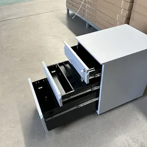 可移动钢金属移动基座工业办公室有组织存储金属文件柜3抽屉侧向钢文件柜