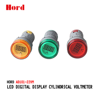 Hord 22mm Panel LED Fase Tunggal Lampu LED Mini Tampilan Digital Silinder AC Voltmeter AD16-22DSV IP65