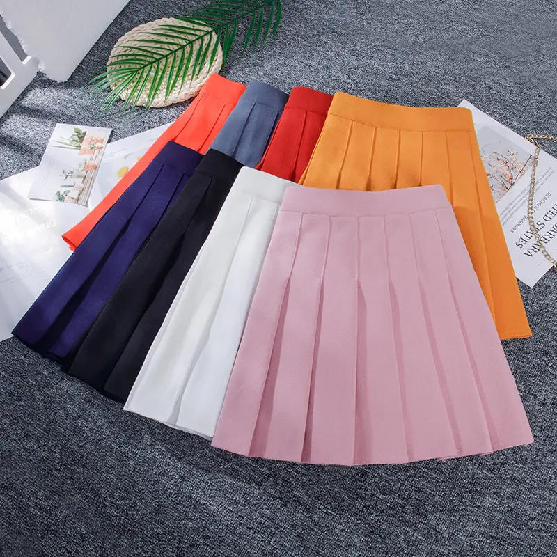 Moda caliente 2023 cintura alta Mini faldas plisadas mujeres Sexy verano Club fiesta desgaste A-line Color sólido falda de tenis