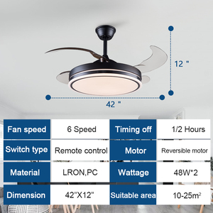 Ventilateur Lampe Invisible Lumière De Luxe Chambre Lumière Ventilateur De Plafond Grand Vent Ménage Smart Restaurant Ventilateur Électrique Lustre - Product Image 3
