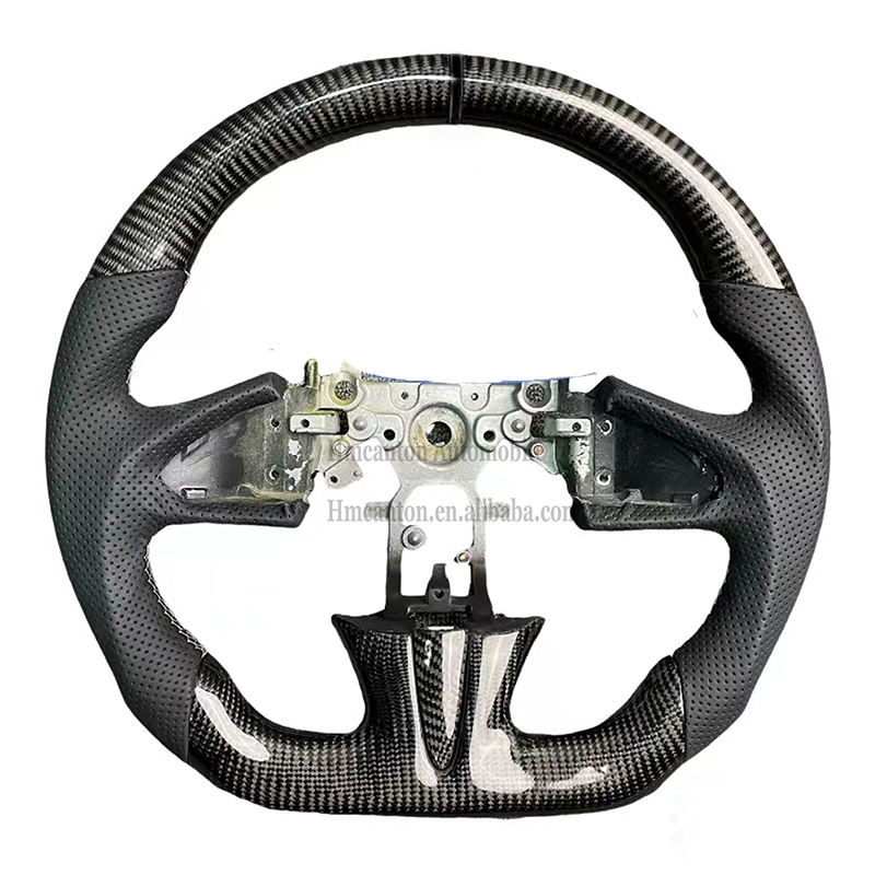 carbon fiber+perforated leather+black stitching