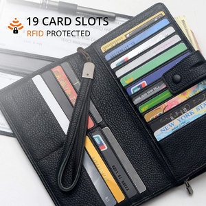 Grand <span class=keywords><strong>porte</strong></span>-monnaie en cuir Rfid avec 19 emplacements pour <span class=keywords><strong>cartes</strong></span> <span class=keywords><strong>et</strong></span> pochette à monnaie zippée - Product Image 5