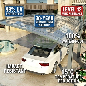 <span class=keywords><strong>Abri</strong></span> pour véhicule avec garantie de 30 ans, en aluminium et polycarbonate, résistant, protection solaire, imperméable, pour extérieur, garage, carport, auvent - Product Image 1