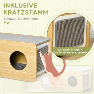 Casa para Gatos Moderna de Madera SENYU, Cama Interior para Mascotas con Cojín Gris Transpirable - Product Image 3